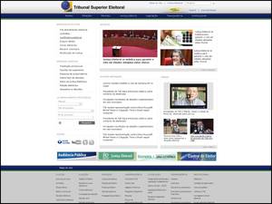 Imagem da página inicial do novo site do TSE